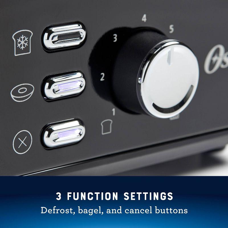 Oster 2-Slice Toaster With Extra-Wide Slots Black/Stainless Steel: Bagel Maker, 800W, Spot Clean, 1-Year Warranty