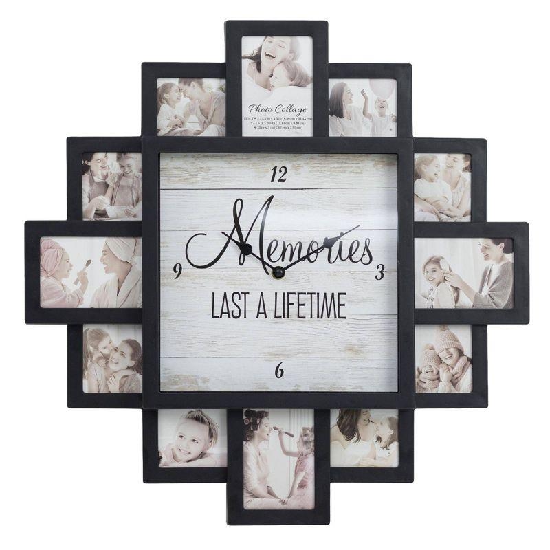 Lifetime Memories' Picture Frame Collage Wall Clock Black - American Art Decor