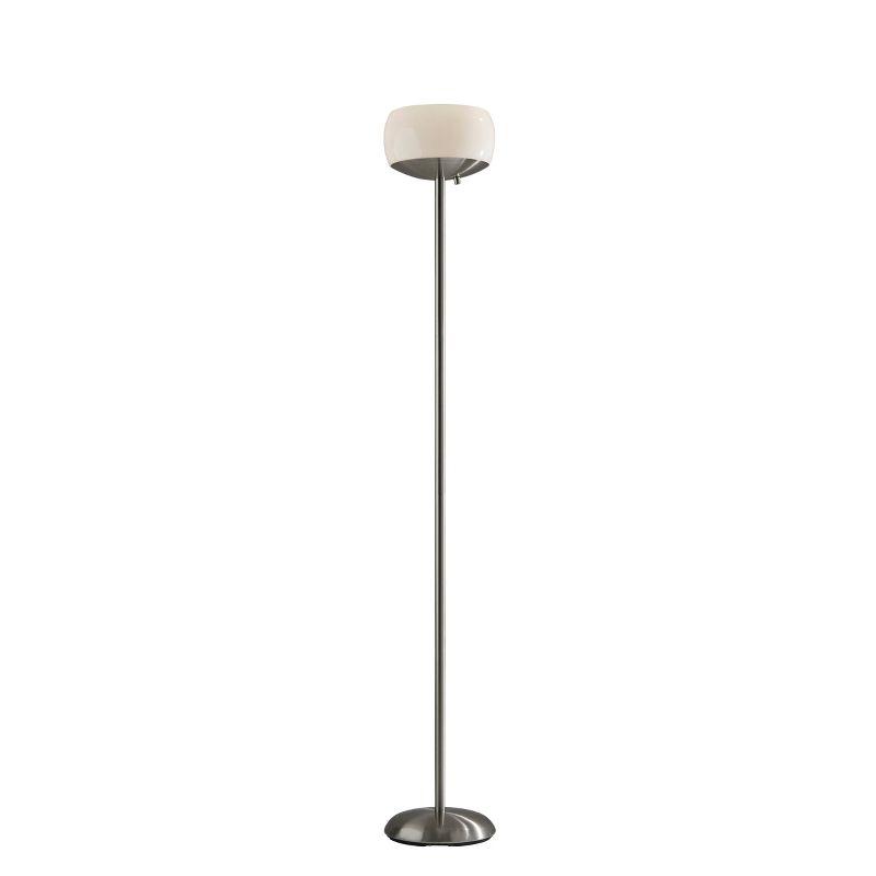 Opal White and Brushed Steel Dual Light Torchiere Floor Lamp