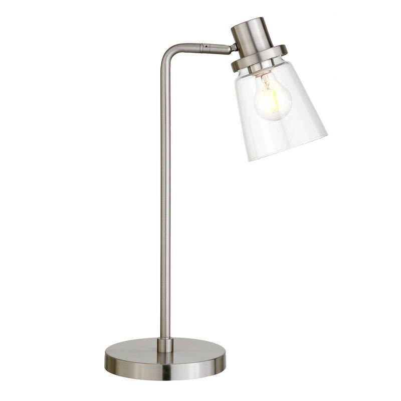 Brushed Nickel Adjustable Arc Table Lamp with Glass Shade