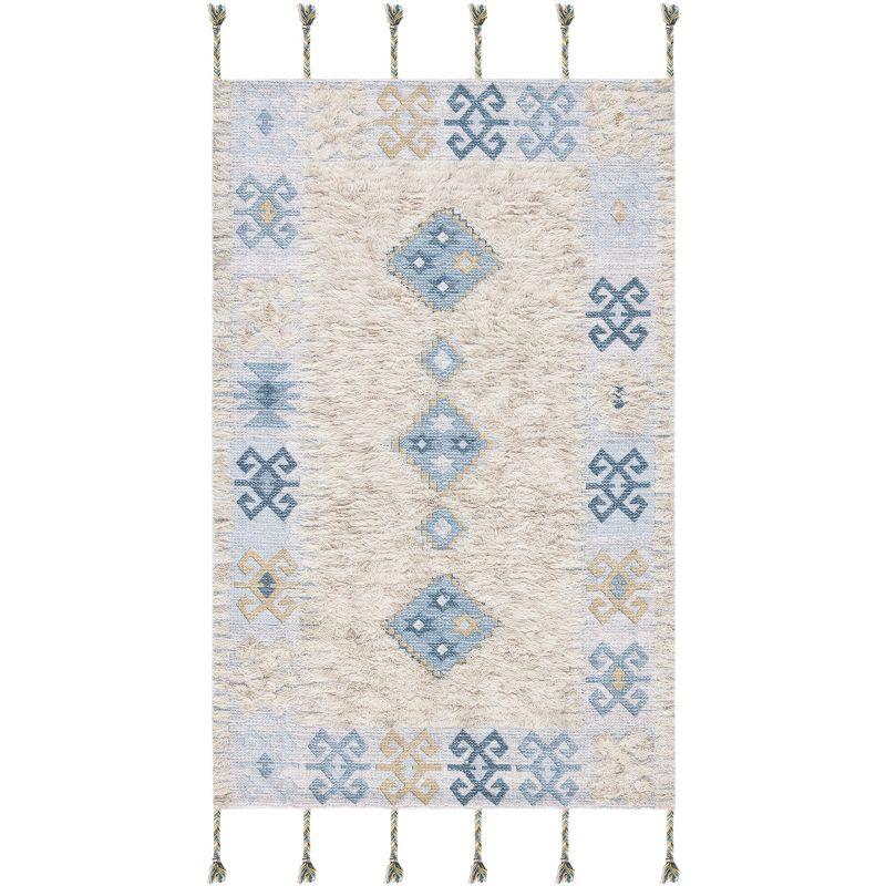 Safavieh Saffron Blue Beige Wool Geometric Area Rug 3' x 5'