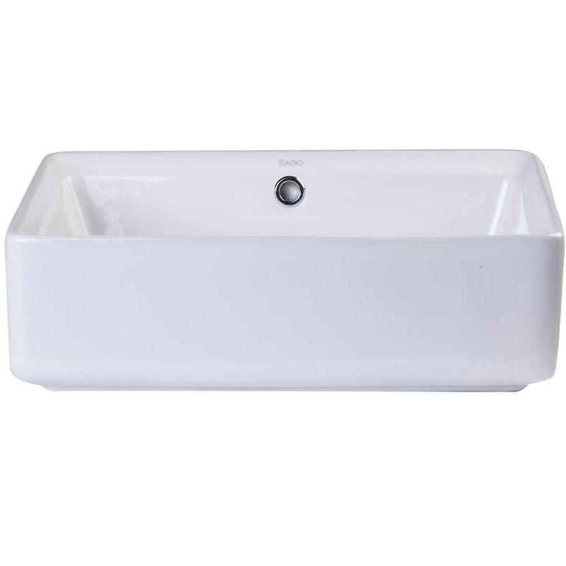 EAGO 14.125'' White Porcelain Rectangular Bathroom Sink with Overflow