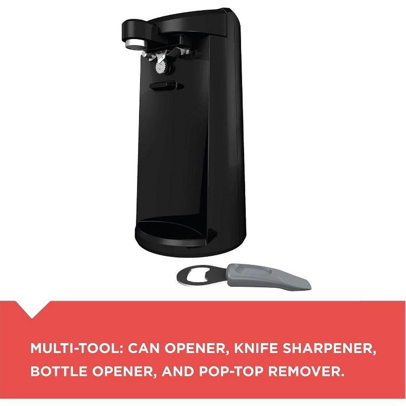 BLACK+DECKER EasyCut Extra-Tall Can Opener, EC500B, Removable Multi-Tool, Knife Sharpener, One-Touch Lever