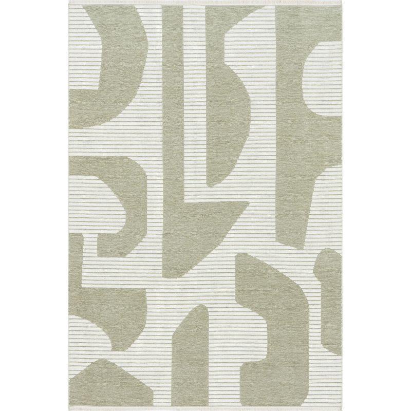 nuLOOM 4' x 6' Versa Collection Reversible SuperiorWash Machine Washable Stain-Resistant Indoor Area Rug, Grania Light Green