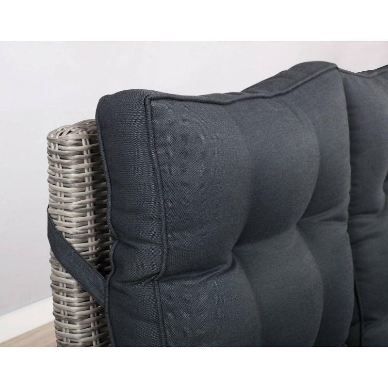 Monaco 3pc Set with 2 Seat Reclining Bench & 2 Ottomans - Gray - Alaterre Furniture: All-Weather Wicker, Aluminum Frame
