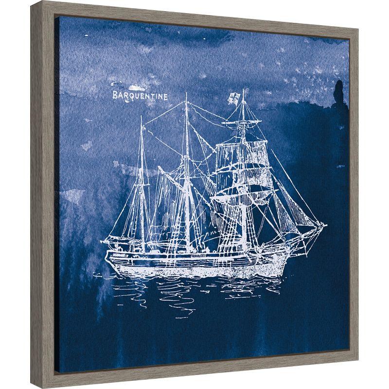 Amanti Art Sailing Ships III Indigo by Wild Apple Portfolio Canvas Wall Art Print Framed 16-in. x 16-in.