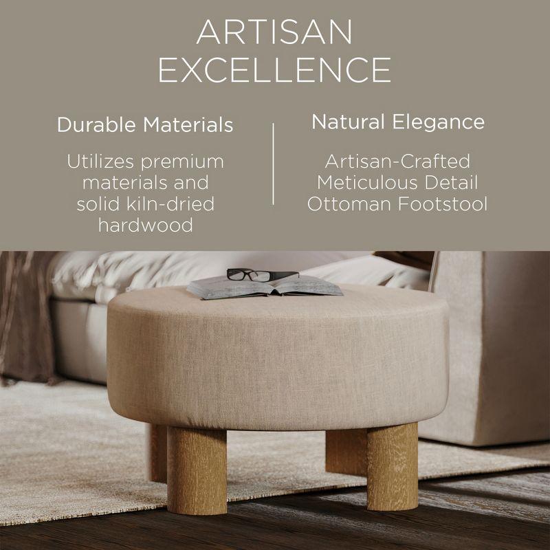 Maven Lane Celia Contemporary Upholstered Ottoman with Refined Wood Finish