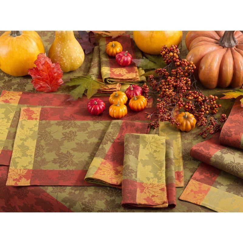 Saro Lifestyle Fall Foliage Autumn Leaf Design Jacquard Cotton Placemat - Set of 4