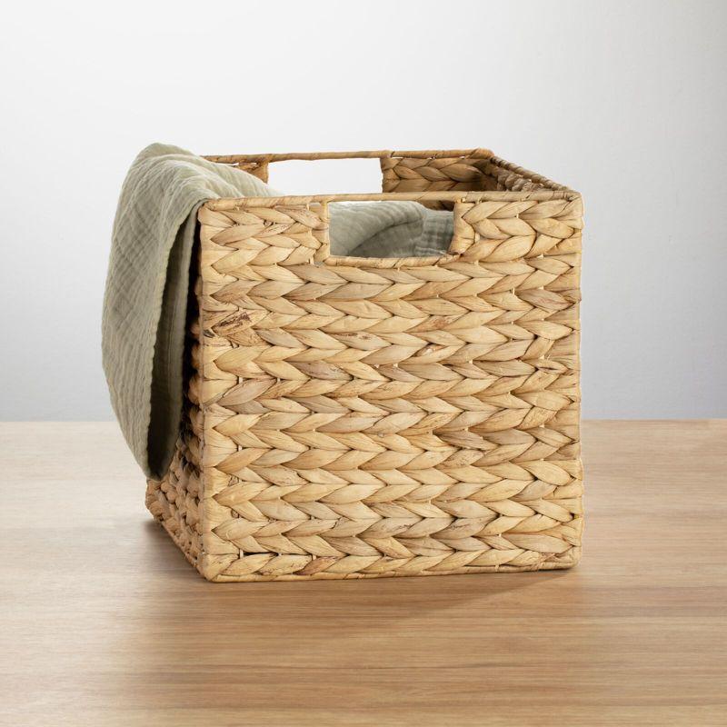 mDesign Hyacinth Woven Cube Bin Basket Organizer, Handles, 4 Pack