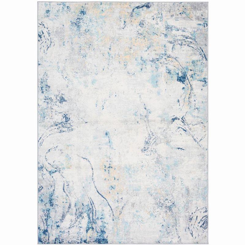 Ivory Abstract Synthetic 8' x 10' Easy-Care Area Rug