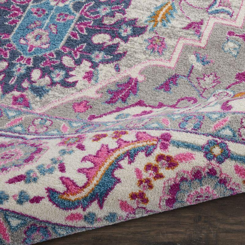 Nourison Passion Colorful Center Medallion Area Rug Light Grey/Pink 8' x 10'