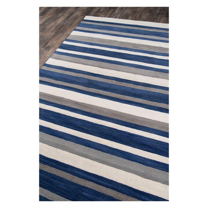 3'3"x5'3" Stripe Tufted Accent Rug Navy - Momeni: Contemporary Handmade Wool, Low Pile Indoor Rug, Canvas Backing
