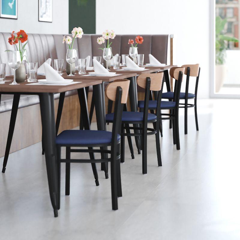 Flash Furniture Wright Commercial Grade Dining Chair with 500 LB. Capacity Steel Frame, Solid Wood Seat, and Boomerang Back