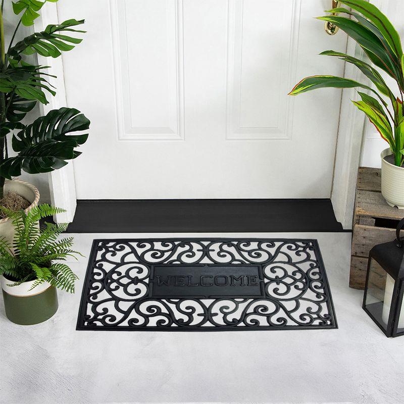 Northlight Black Scroll "Welcome" Door Mat 18" x 30"