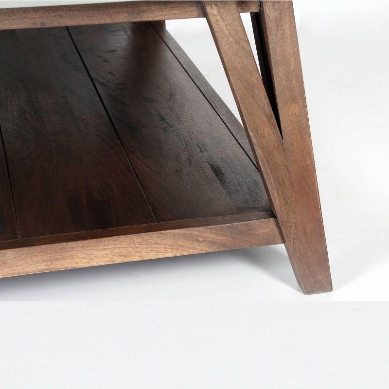 48" Brookside Coffee Table Concrete Coated Top and Wood Light Brown/Gray - Alaterre Furniture: Mid-Century Modern Design, Fixed Shelf