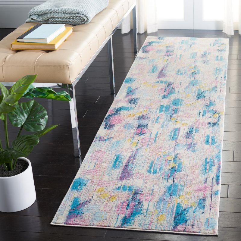 Lillian LLN375 Power Loomed Runner Rug - Pink/Turquoise - 2'2"x11' - Safavieh