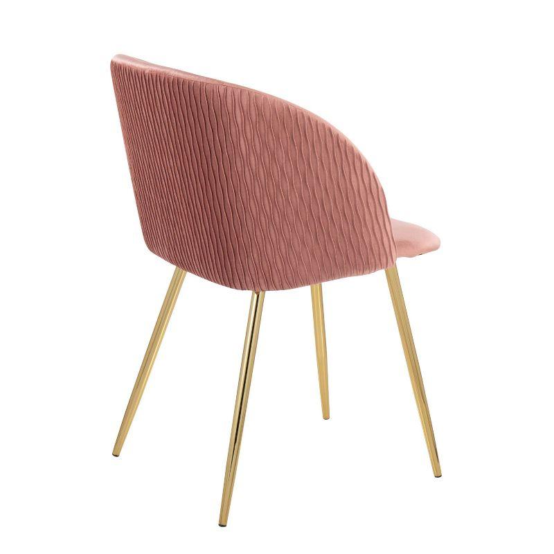 Fran Pleated Velvet Waves Upholstered Dining Chair Set - Pink