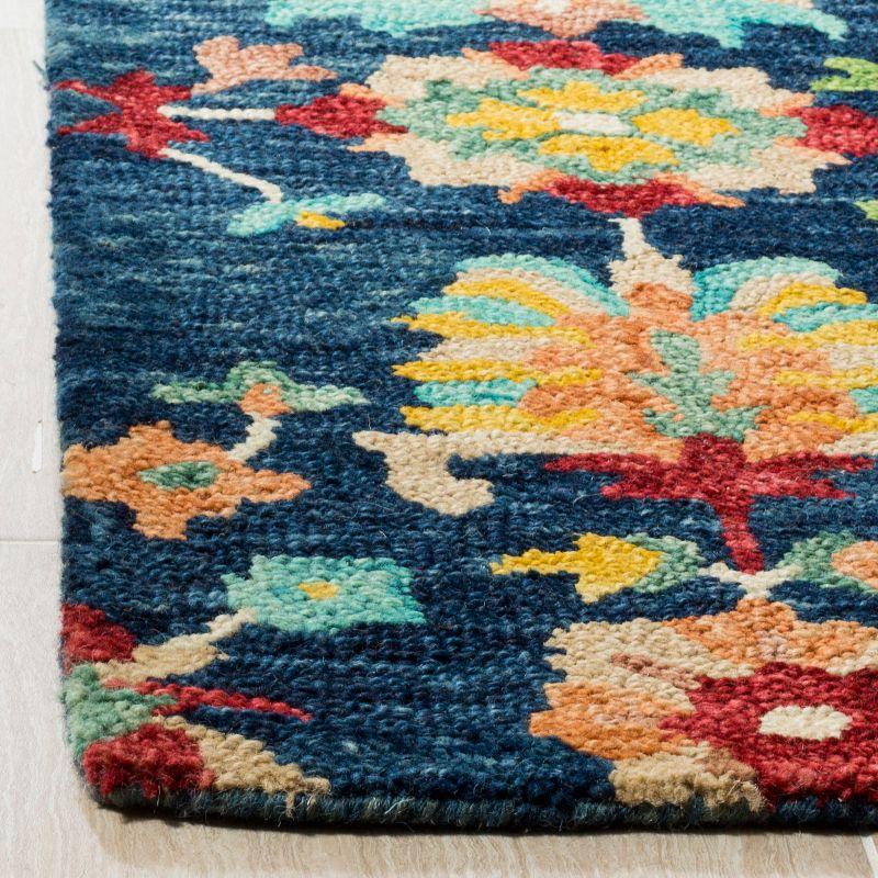 Handmade Tufted Wool Floral Rug in Red - 24" x 36"