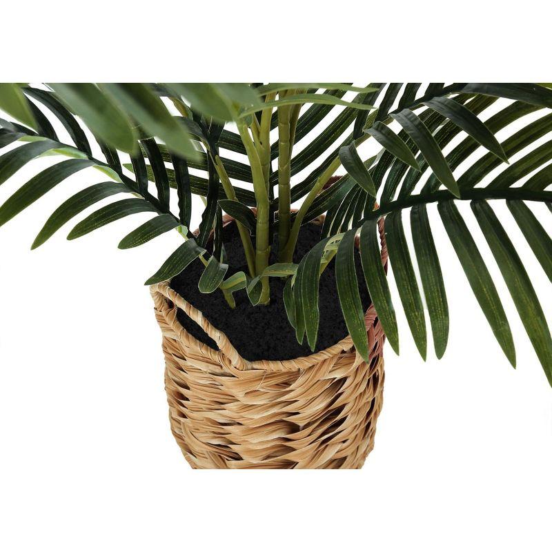 Monarch Specialties Artificial Plant Tall Palm Indoor Faux Fake Table Floor Greenery Potted Real Touch Decorative Green Leaves Beige Woven Basket