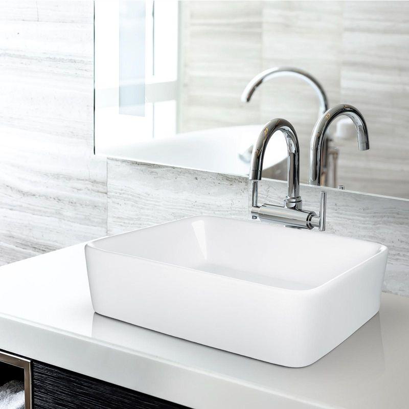 Miligore VESSEL-SK81 Miligore 15'' White Ceramic Rectangular Bathroom Sink
