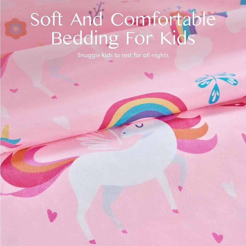 Joyfy Kids Twin Sheet Set Unicorn- 3 Piece Soft Microfiber Bed Sheets- Cozy Toddler Bedding Set for Boys Girls Teens