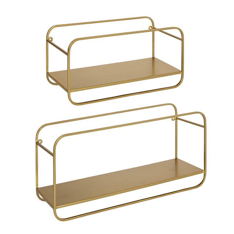 Gold Metal Floating Cube Wall Shelves Set