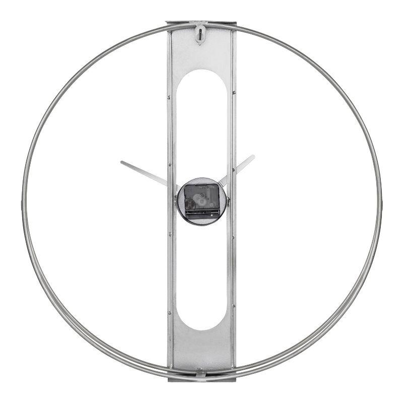 22"x22" Urgo Numberless Metal Wall Clock Silver - Kate & Laurel All Things Decor: Large, Modern Indoor Timepiece