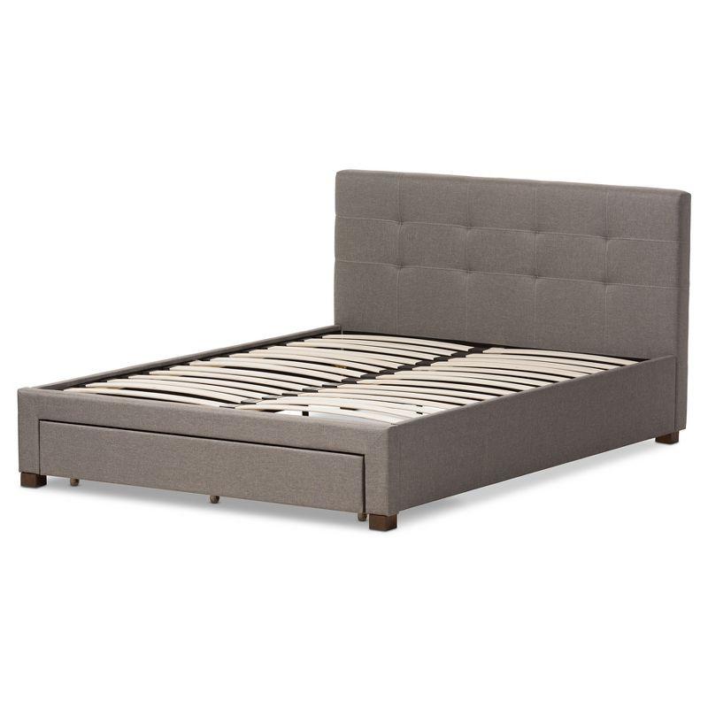 Brandy Modern and Contemporary Fabric Upholstered Platform Bed with Storage Drawer - Baxton Studio