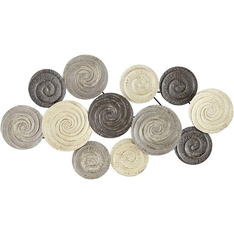 Gray and Ivory Spiral Circles Metal Wall Sculpture