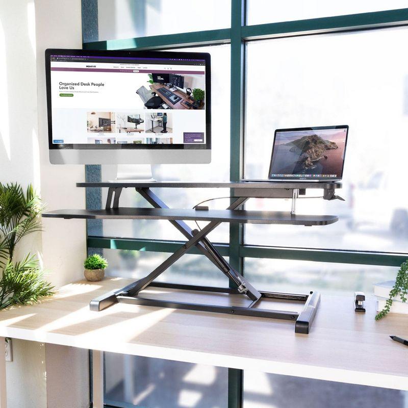 Mount-It! Height Adjustable Standing Desk Converter, 37.4" L x 15.9" D, 37 lbs. Capacity