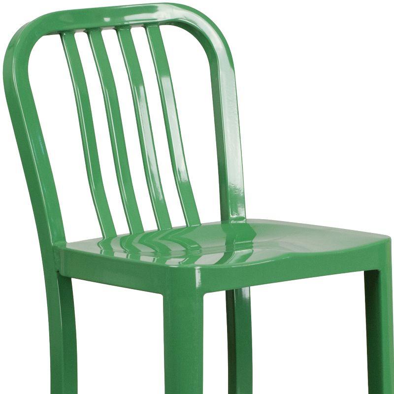 Flash Furniture Commercial Grade 30" High Green Metal Indoor-Outdoor Barstool with Vertical Slat Back