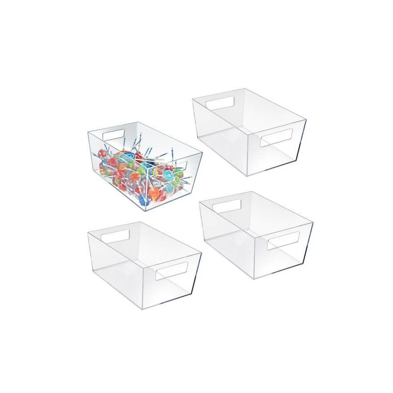 Azar Displays X-Large Organizer Storage Tote Bin with Handle 13"W x 9.5"D x 6.5"H, 4-Pack (Set of 4)