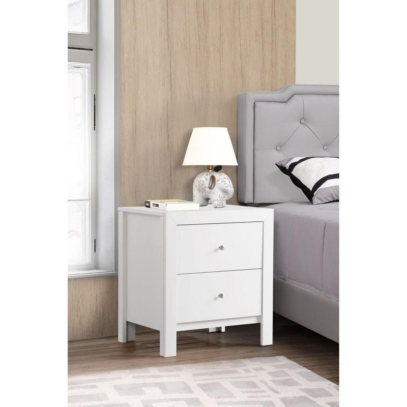 Passion Furniture Burlington 2-Drawer White Nightstand (25 in. H x 22 in. W x 17 in. D)