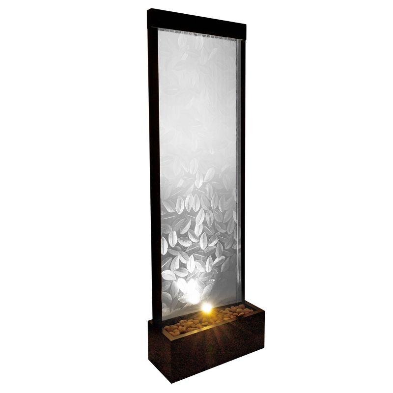 Alpine Corporation 72" Clear Glass Panel with Embossed Leaves Waterfall Fountain: Freestanding, Electric, Indoor/Outdoor Use