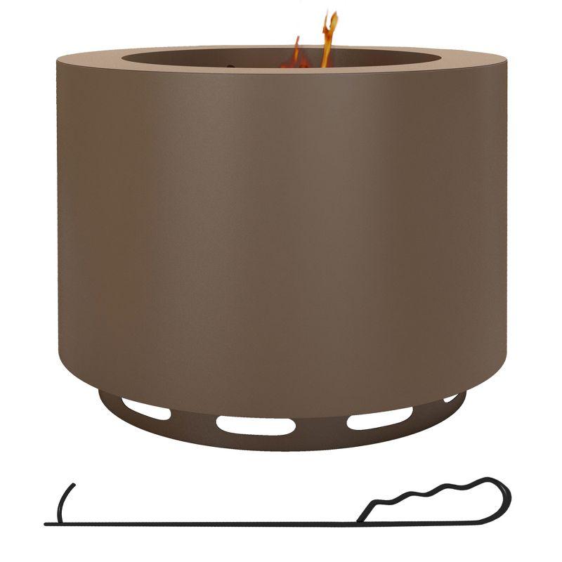 SHANRUGUOJI Outsunny Smokeless Fire Pit, 19" Portable Wood Burning Firepit With Poker, Low Smoke Camping Bonfire Stove For Backyard Patio Picnic, Stainless Steel