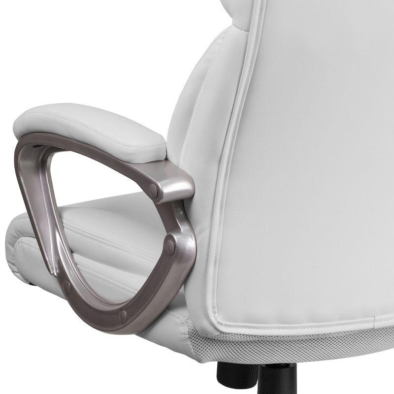 Flash Furniture Mid-Back White LeatherSoft Executive Swivel Office Chair with Padded Arms