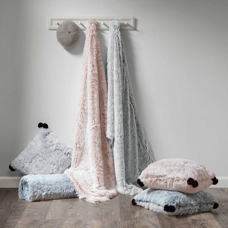 50"x60" Maddie Shaggy Faux Fur Throw Blanket Gray - Intelligent Design
