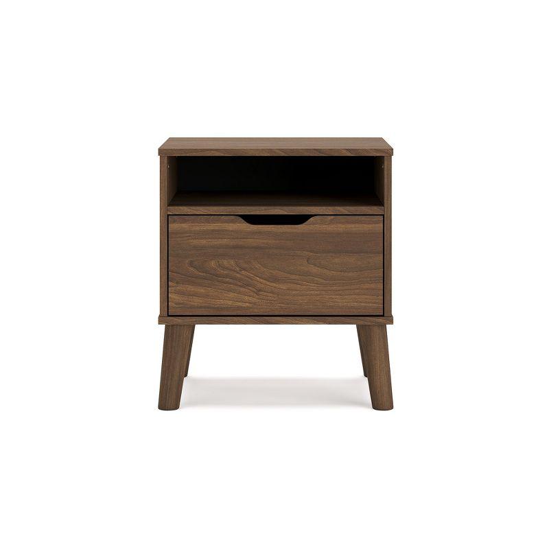 Auburn Brown 1-Drawer Mid-Century Modern Nightstand