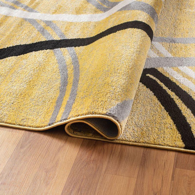 Modern Abstract Yellow 3'3"x5' Synthetic Easy Care Area Rug