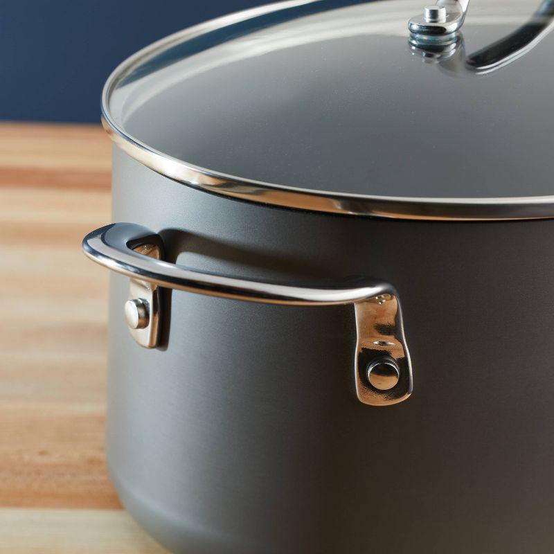 Rachael Ray 8qt Hard Anodized Nonstick Oval Pasta Pot and Braiser Gray: Tempered Glass Lid, Dishwasher & Oven Safe