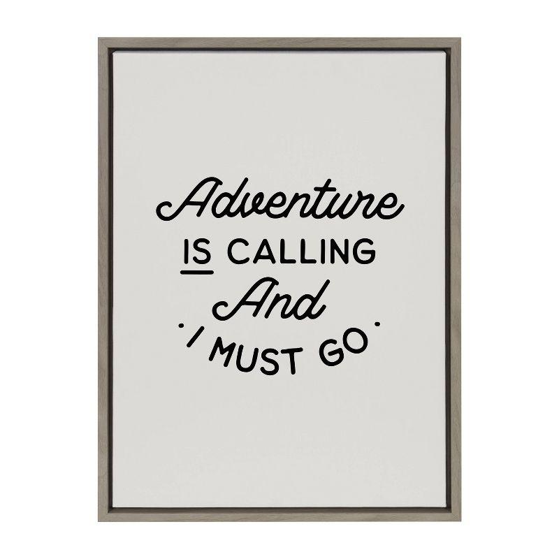 Kate & Laurel All Things Decor 18"x24" Sylvie Adventure is Calling Framed Canvas by the Creative Bunch Studio Gray