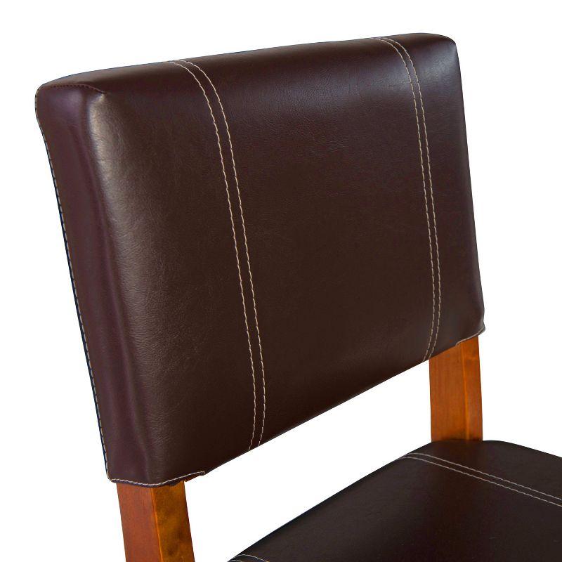 Linon 24" Milano Padded Back and Seat Faux Leather Counter Height Barstool Brown: Rubberwood Legs, Upholstered, 275lb Capacity