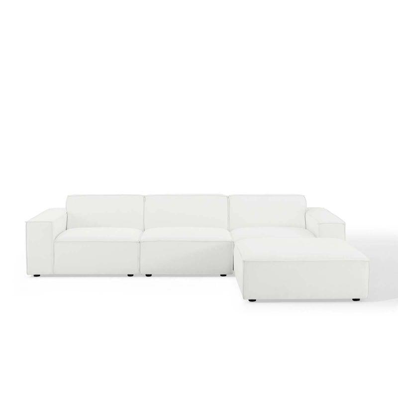 4pc Restore Sectional Sofa White - Modway: Modular, Upholstered, Wood Frame, Modern Style