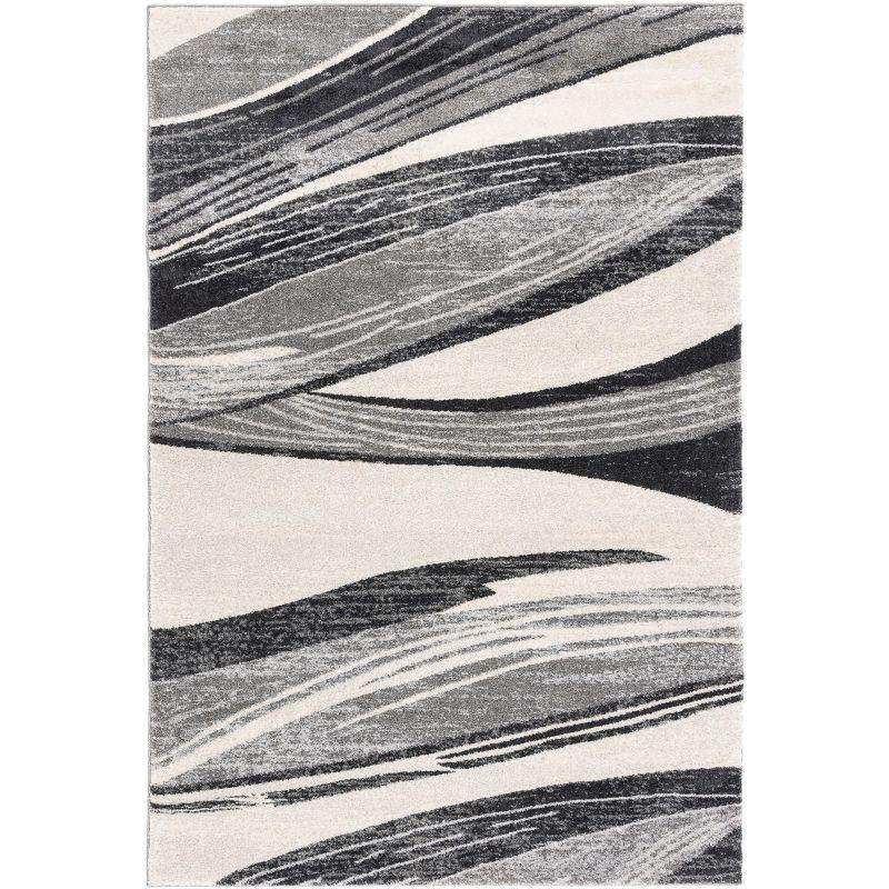 Luxurious Gray Abstract Shag Rug, Reversible and Washable, 5' x 8'