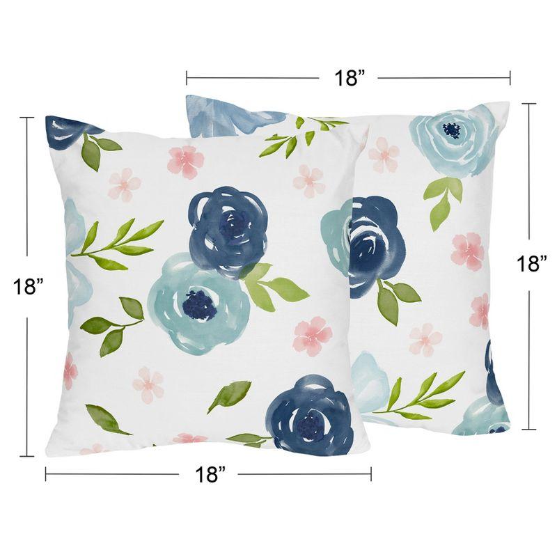 Watercolor Floral Square Pillow Cover & Insert