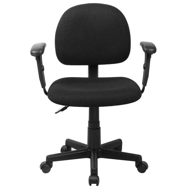 Flash Furniture Wayne Mid-Back Black Fabric Swivel Task Office Chair with Adjustable Arms