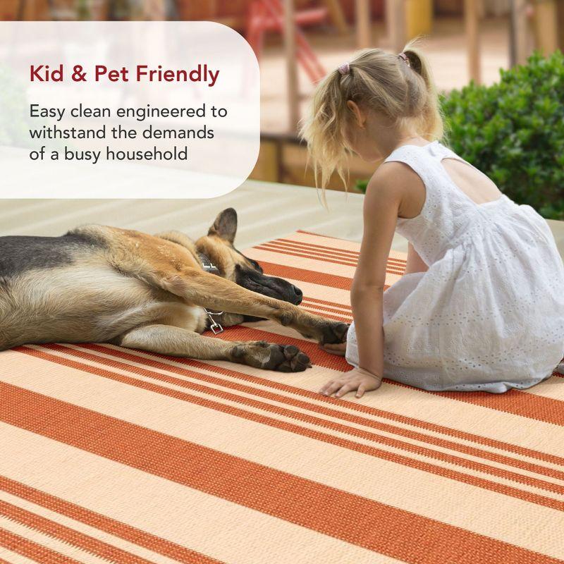 Nuloom Robin Striped 3x5 Indoor/Outdoor Accent Rug for Living Room Patio Deck Front Porch Entryway Kitchen, Terracotta/Ivory