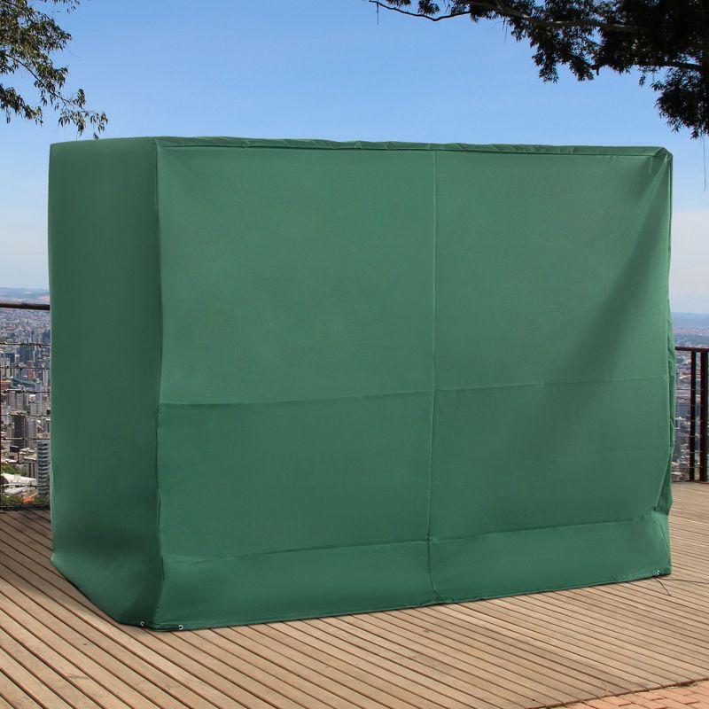 Outsunny 600D Oxford 3-Seater Patio Swing Cover Outdoor Swing Chair Cover Garden Furniture Cover Rain Protection Waterproof Anti-UV, Dark Green