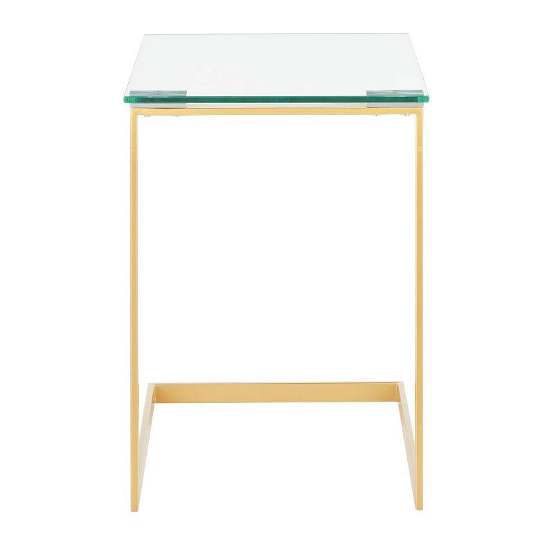 Zenn Gold Metal and Clear Glass Rectangular Side Table