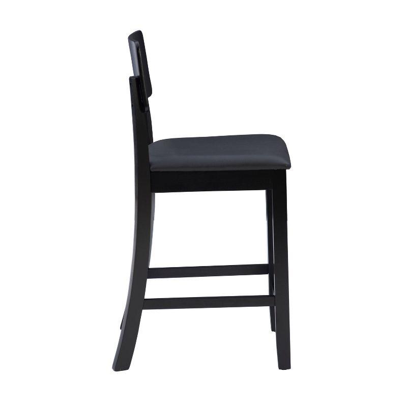 Linon Torino Faux Leather Contemporary 24" Padded Seat Counter Height Barstool Hardwood/Black: Modern Design, Solid Back